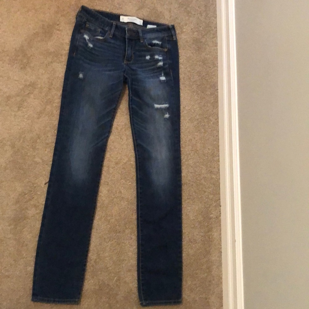 Abercrombie and Fitch Dark Wash Pre-ripped jeans